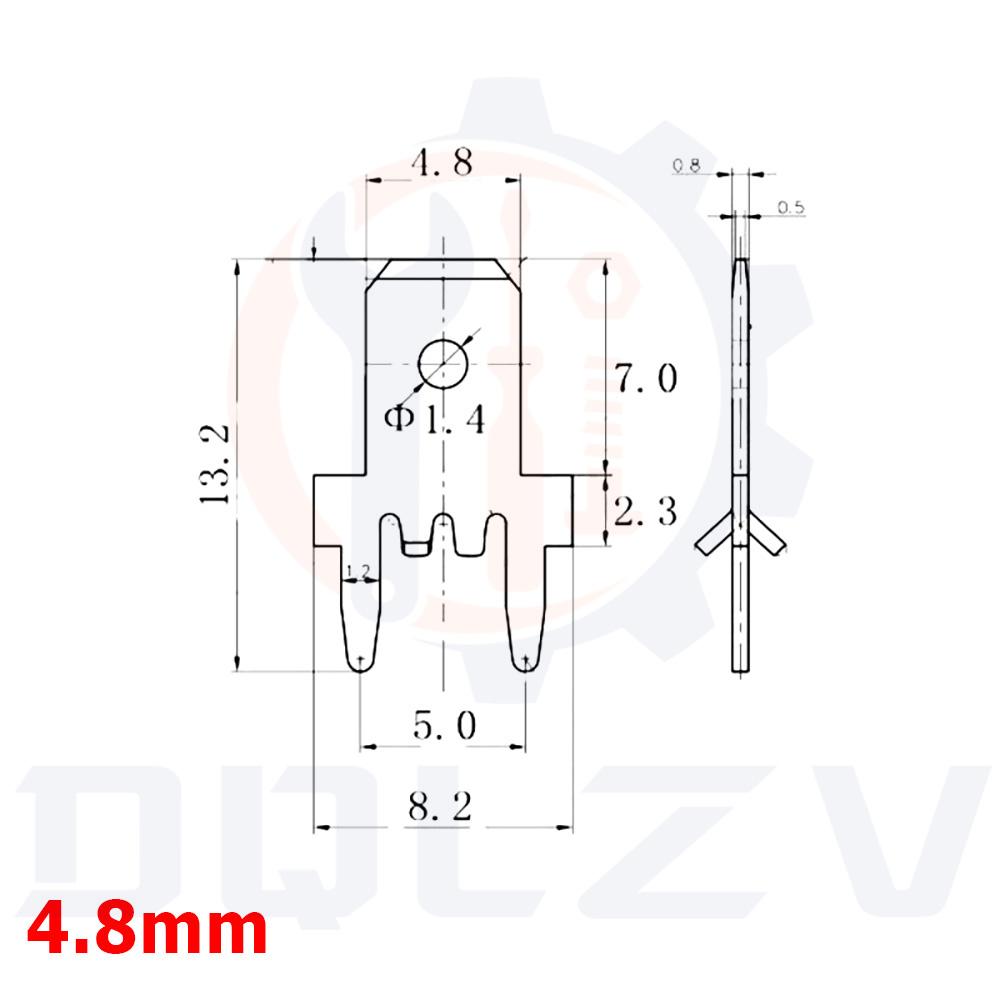 4.8MM lug straight Insert Solder Terminals 6.3MM Copper Male Crimp PCB Block Board Terminals PCB Welding Sheet