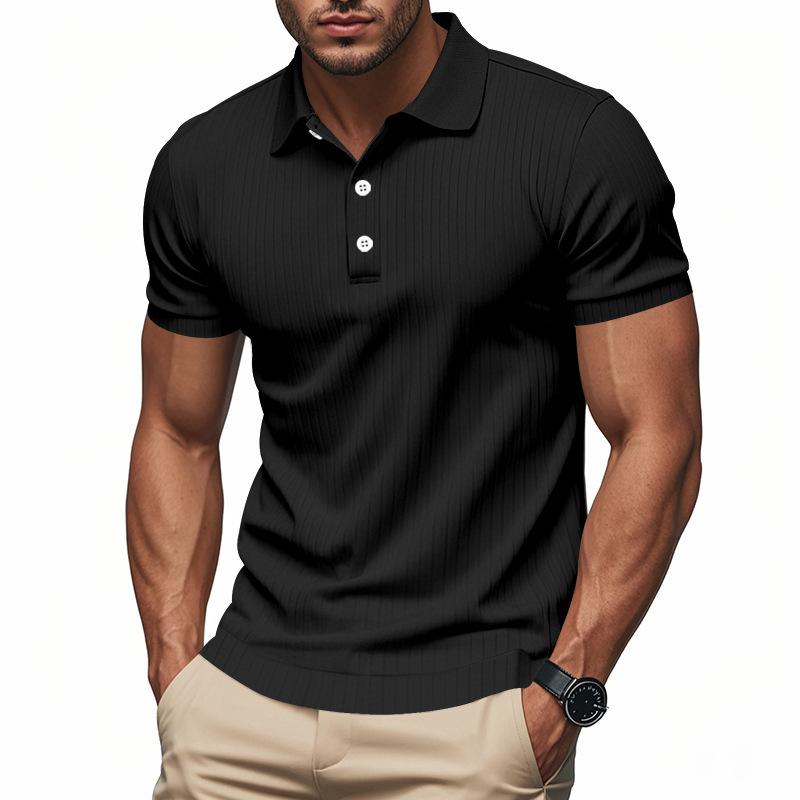 New Versatile Pure Cotton Sports Fitness Men'S Twill Polo Shirt, Business Casual Men'S Solid Color Short Sleeved T-Shirt