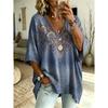 T-shirt da Donna Taglie Forti Scollo a V Maniche a Pipistrello Stampa Etnica Boemia Top Largo Estivo Comodo Traspirante Quotidiano Casual Stile Modellante