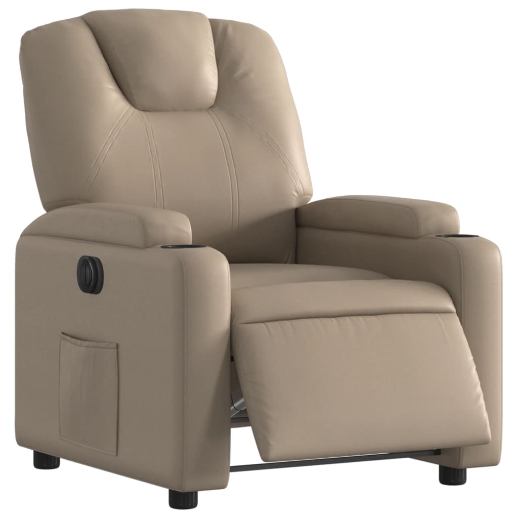 Electric Recliner Chair Cappuccino Brown Faux Leather
