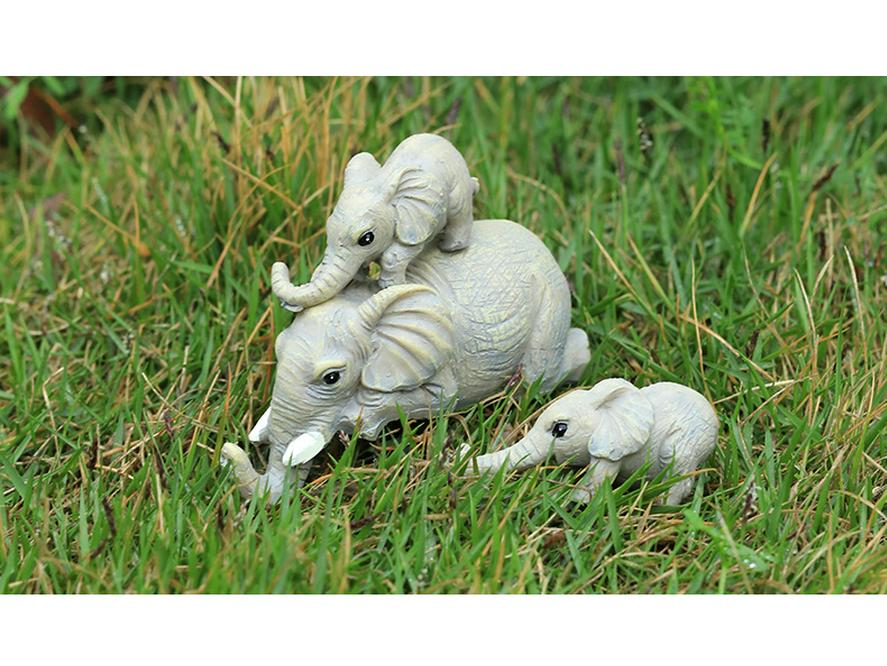 Resin Elephant Figurines: Parent and Baby Elephant Home Decoration