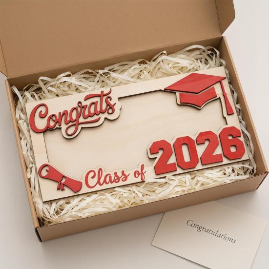 Class of 2026 Graduation Money Holder Wooden Graduation Cash Envelope Box for High School Senior College University Graduates Student Gifts