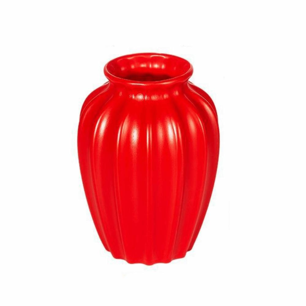 Plastik-Blumenvase Imitation Keramik Haushalts-Blumentopf Einfarbig Wohnzimmerdekoration Blumenarrangement-Behälter