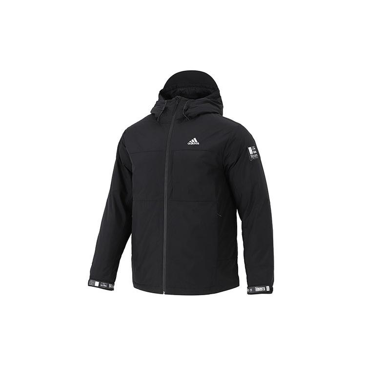 adidas Snw Down Jkt Drawstring hooded Casual Stay Warm Down Jacket Black Men s H13869 M