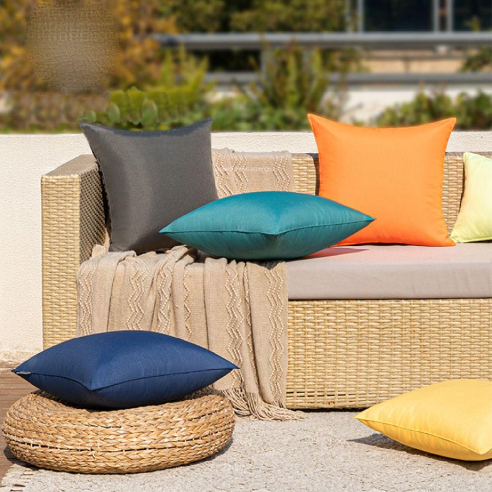 Solid Color Pillow Cover Durable Pillow Case Colorful Outdoor Cushion Cover  Sofa