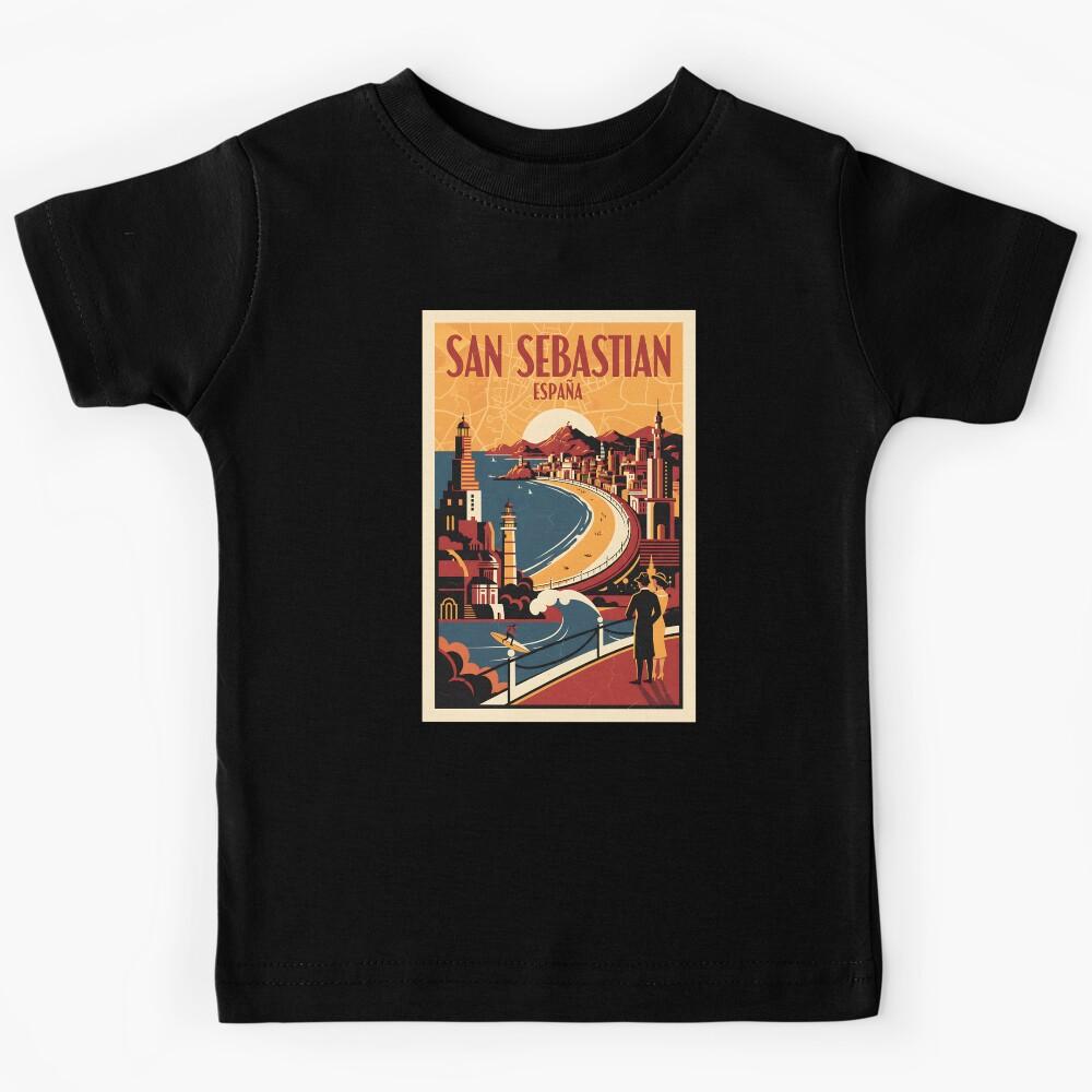 San Sebastian Spain 1950s Vintage Travel Tourism Kids T-Shirt 170