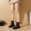 Women’s Winter Boots Casual Brown Short Motorcycle Boots Street Style Black Warm Ankle Boots with Fur Plus Size
