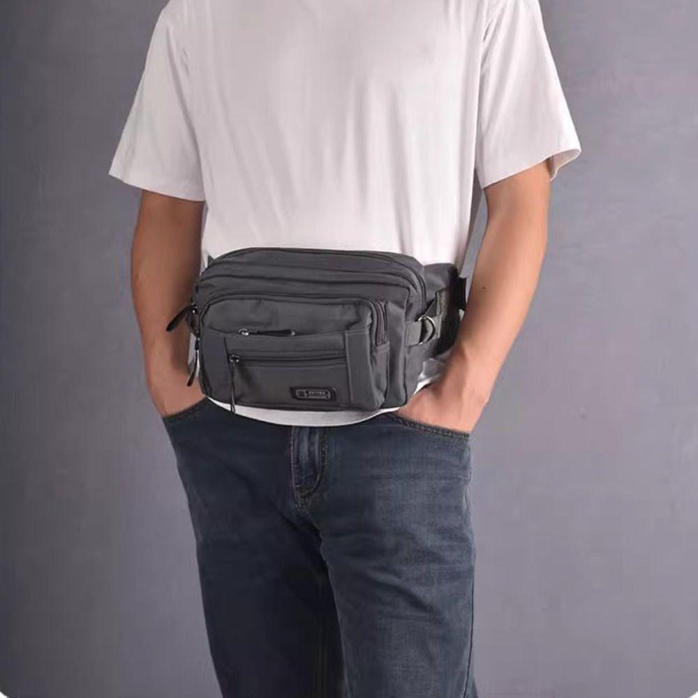 Zipper Waist Bag Multi Layer Shoulder Bag Fashion Sport Chest Bag Travel