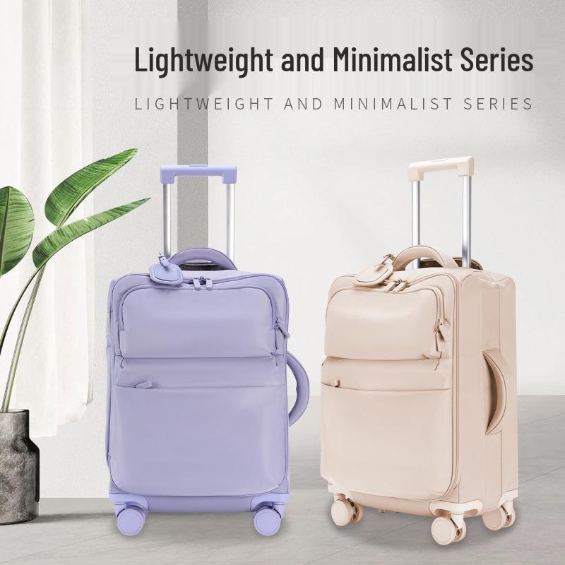 2025 Women's Ultra-Light Carry-On Luggage: 20-inch Fabric Suitcase with Lock, 24-inch Option Available.