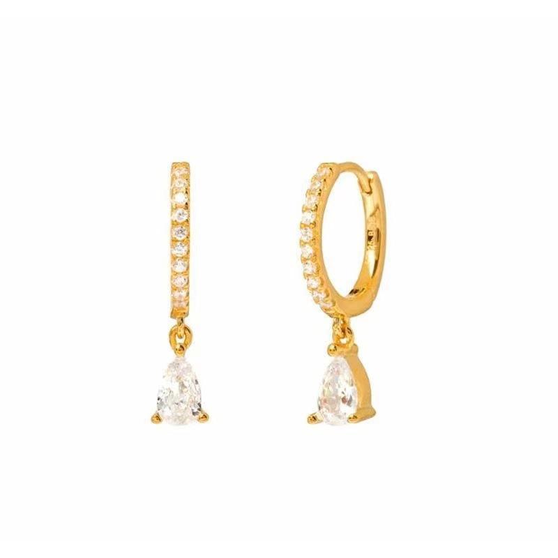 2 Stück Edelstahl Zirkonia Kleine Creolen Ohrringe für Damen Wassertropfen Anhänger Knorpel Ohrring Hochzeit Piercing Schmuck