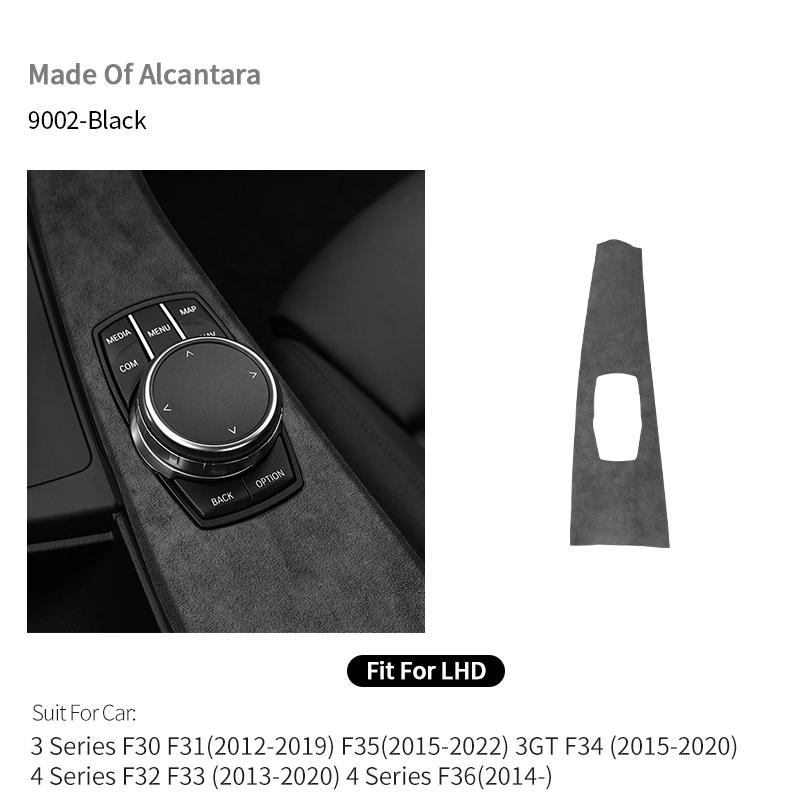 For BMW 3 Series F30 F31 F34 F35 3GT Car Multimedia Switch Knob Panel Trim Frame Sticker Made of Alcantara Interior Accessories LNYCP1