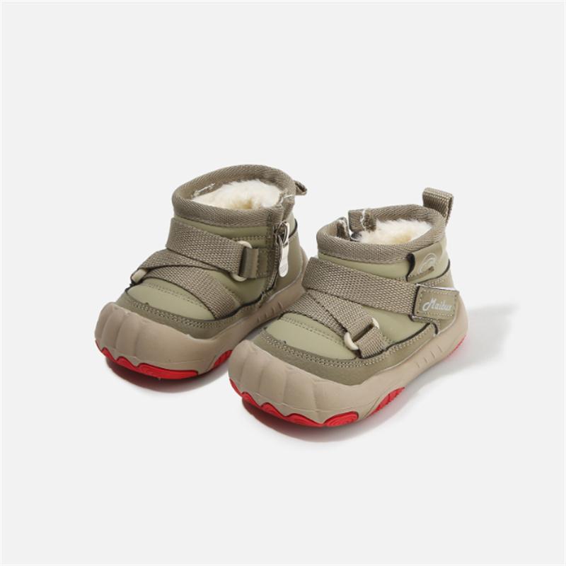 

Winter Baby Shoes For Boys Leather Waterproof Shoes Warm Plush Toddler Kids Shoes Girls Boots 16-26 21 зелёный