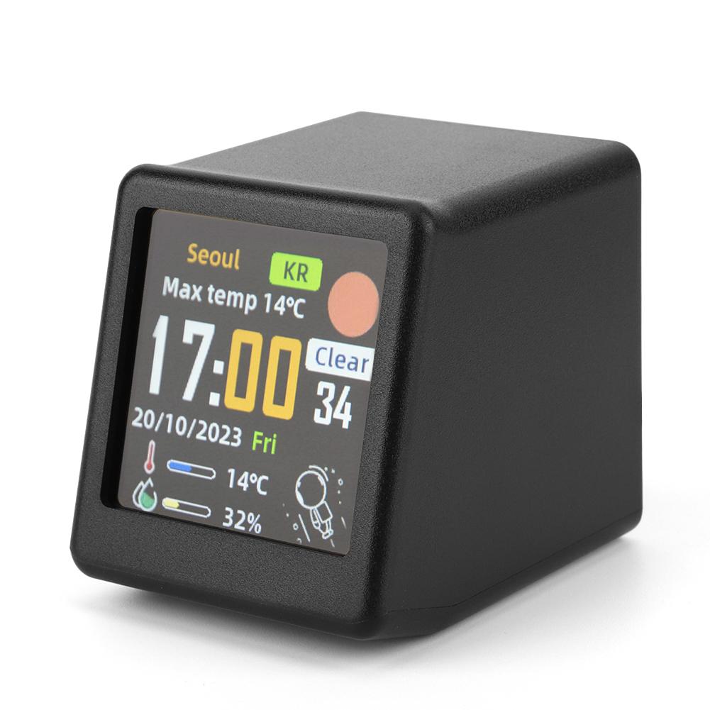 Mini Smart WIFI Weather Station Clock DIY GIF Animations Desktop Mini Clock Desktop Decoration
