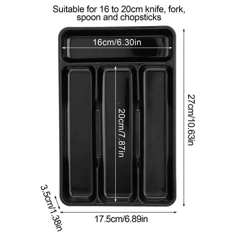 Органайзер для столовых приборов, разделительная коробка для хранения, ящик для посуды, органайзер, экологически чистый полипропилен, кухонная ложка, нож, держатель подноса для столовых приборов 27x17.6x3.5cm &1-tier