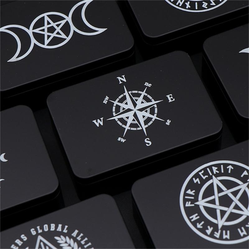 Game Card Box Astrology Trinkets Box Metal Card Storage Case Container for Fortune Telling, Witches