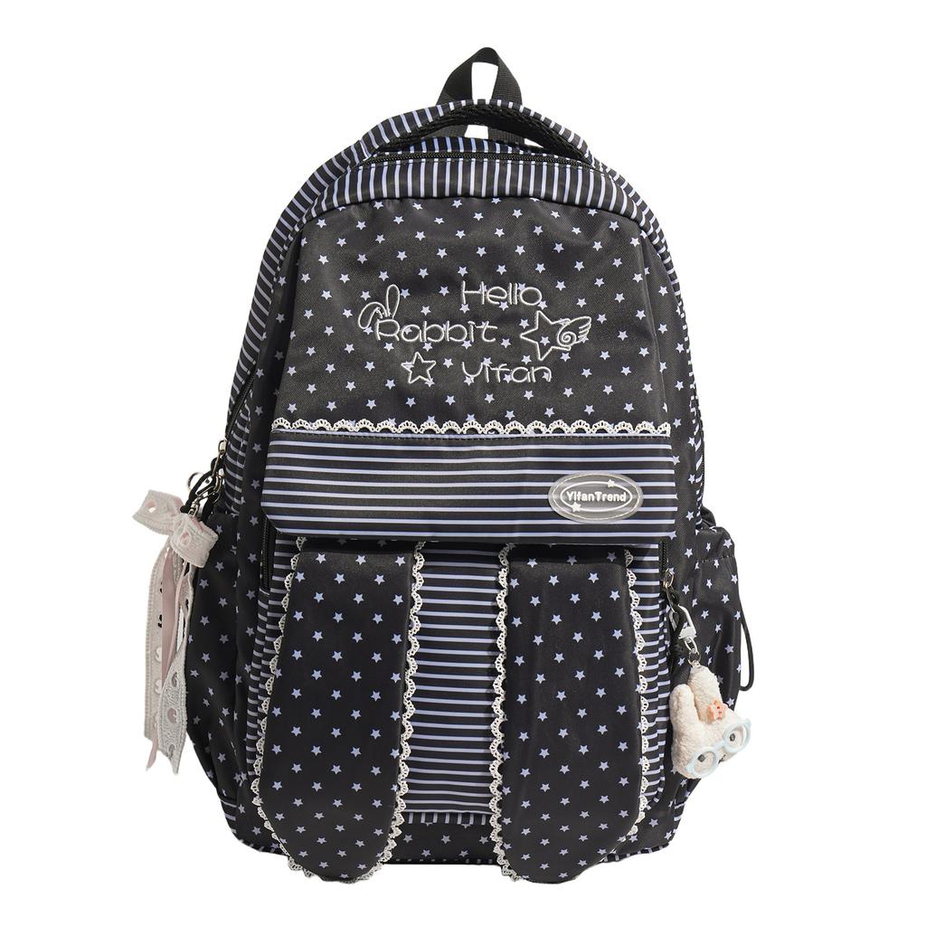 Schoolbag new cute cute cute polka dot lace rabbit ears backpack commuting versatile large capacity student bag