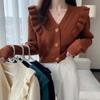 Retro V-Neck Knitted Cardigan - Women's Autumn Slim Fit, Age-Reducing Style Sweater