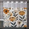 No Hook  Floral Pattern Shower Curtain With Snap-in Fabric Liner, Sheer Top Window, Waterproof Double Layer Bathtub Curtain