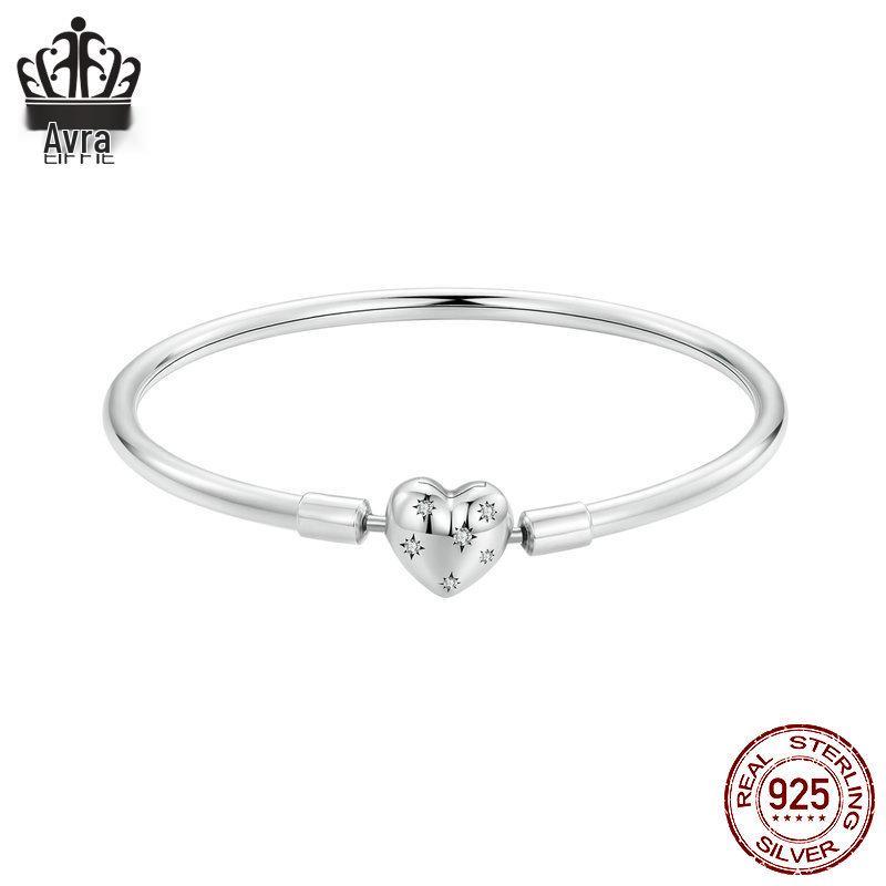 S925 Sterlingsilber Oxidiert Zirkon Stern Liebe Armband für Damen