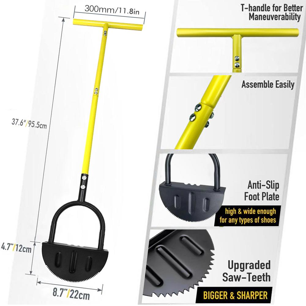 

Serrated Edger Lawn Tool Half Moon Edger Handheld Saw-Tooth Garden Edger With Steel Blade Long Handle Grass Saw Cutter For Court yellow