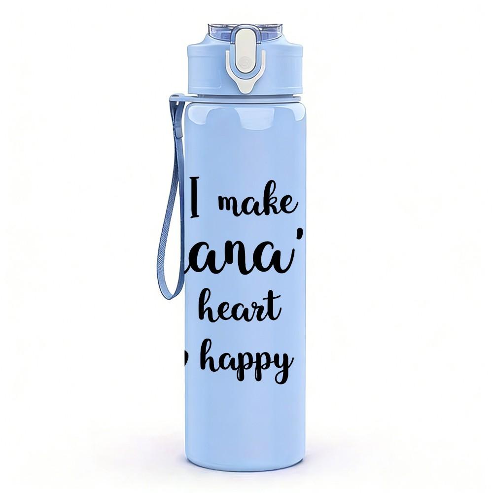 1PC I Make Nana's Heart Happy Love Slogan Print 750ml Color Plastic Sports Water Bottle Leakproof Flip Straw Lid Suitable for Sports Office Home Use