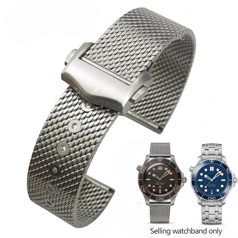 High Quality 316 Stainless Steel Braided Watchband Mesh Belt Titanium 20mm Strap for Omega Seamaster 007 003 Man Bracelet