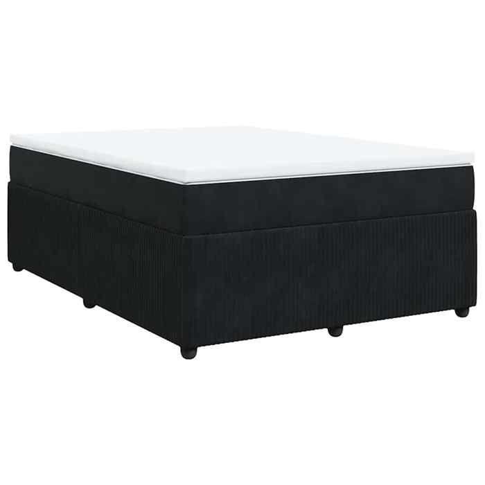 Maison Exclusive - Bed Slat Base with Mattress Black 140x200 Cm Velvet