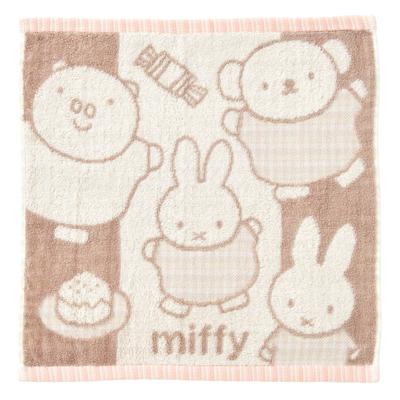 Nishikawa Miffy Jacquard Weave for a Soft Made In XT34708651 Washcloth, 34x35cm, Washable, 100% Cotton, Feel, Japan, Beige,