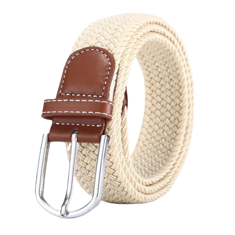 Korean Style Elastic Braided Canvas Belt with Pin Buckle for Men and Women