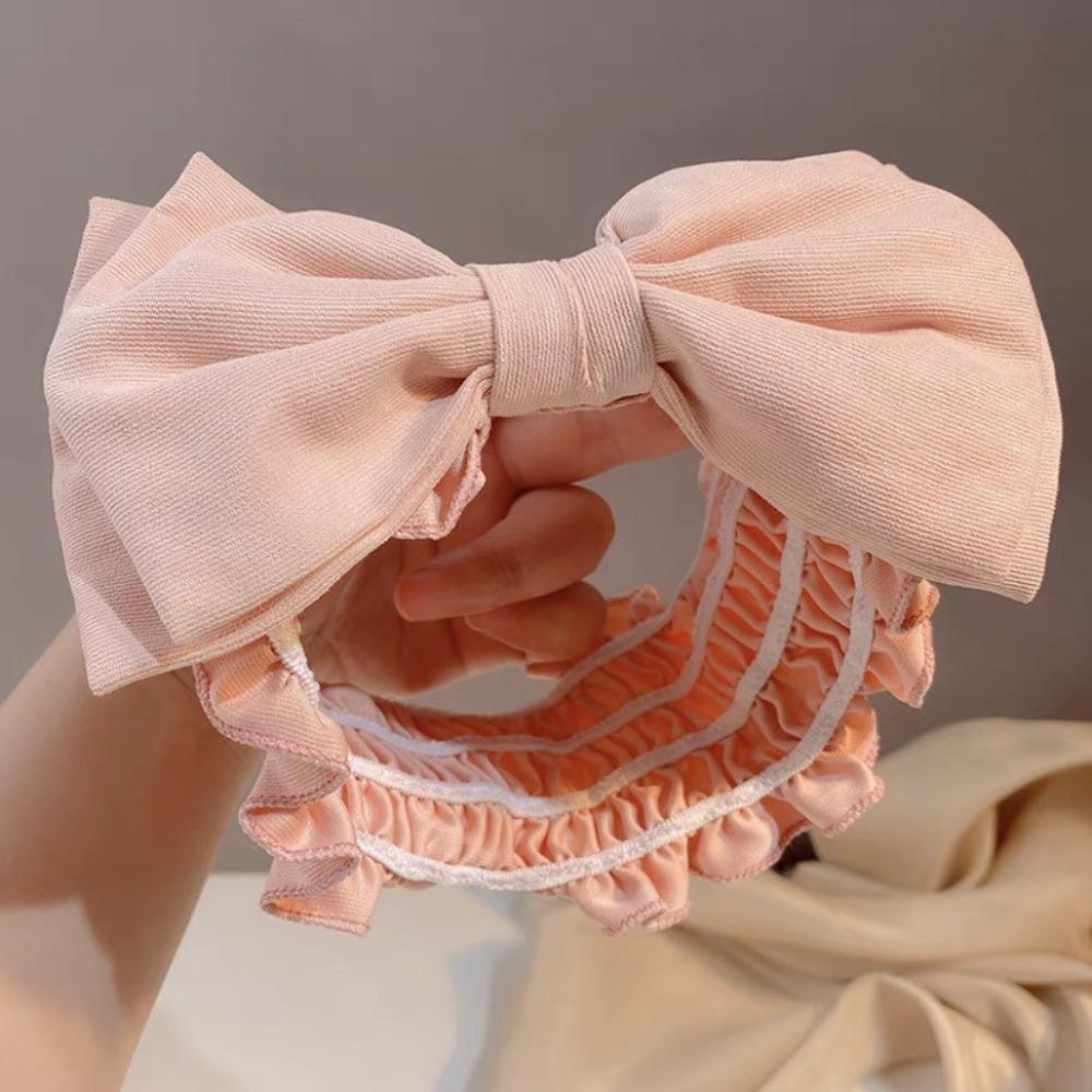 Double-layered Washing Face Hairband Makeup Face Washing Tools Durable Bow Headband Lady розовый
