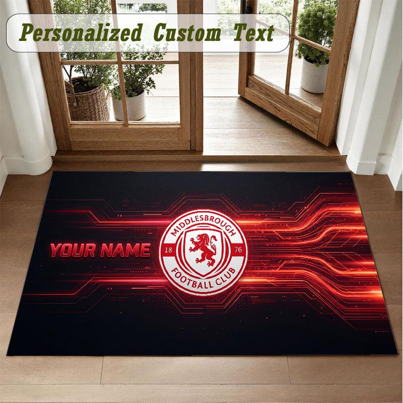 Crystal Velvet Square Rug Custom NameMiddlesbrough FC Pattern Non Slip Home Floor Decor Rug