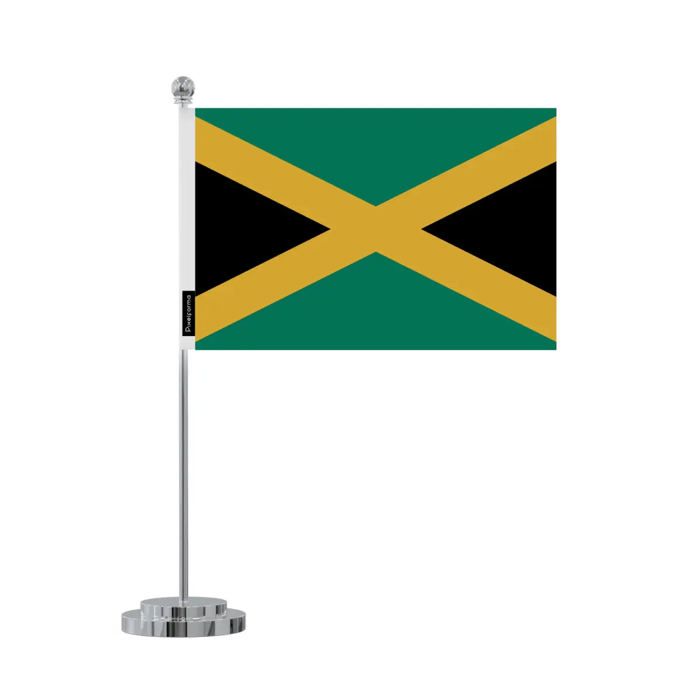 Drapeau Bureau De La Jamaïque – 14 X 21 Cm – Polyester – Socle Acier Inoxydable – Pixelforma
