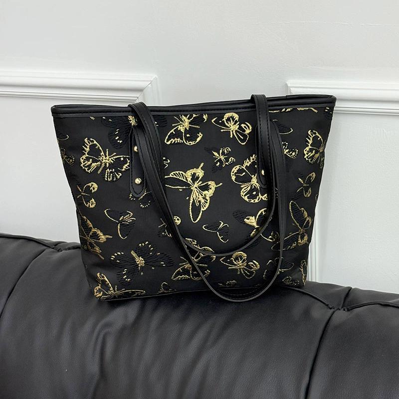 

Yogodlns Chinese Butterfly PU Leather Shoulder Bag For Women Large Capacity Underarm Purse Elegant Casual Satchel Handbag 28x9x27cm чёрный