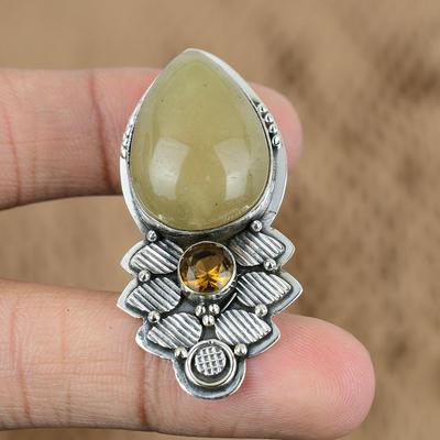 Natural Yellow Aventurine Gemstone Pendant 925 Sterling Silver Jewelry For Women