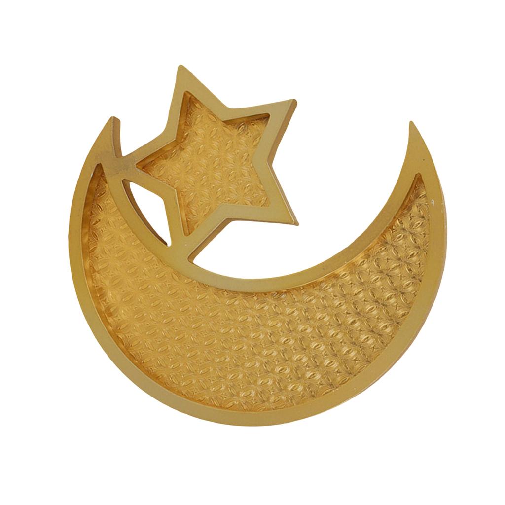 Elegant Serving Tray with Moon and Star Islamic Festival Snacks Fruit Display Plate Traditional Eid Table Decoration