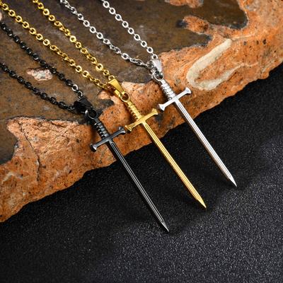Stainless Steel Sword Pendant Necklace - Versatile Blade Outline Jewelry (NC-2556)
