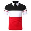 Men's New Lapel Short Sleeve Polo Patchwork T-Shirt Top