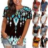 Women's Casual Loose  Printed T-Shirt Round Neck Pullover Short Sleeve Top