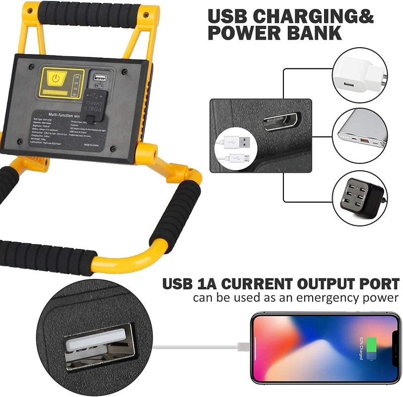 Powerful LED Work Light Portable COB Searchlight Floodlight USB Rechargeable Spotlight Waterproof Camping Lanterns Job Site Lamp
