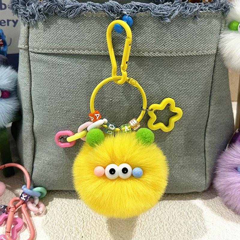 1pc Keyring Cartoon Toy Pendant Gifts Accessories Plush Doll Adorable Small Coal Balls Keychain Bag Ornament