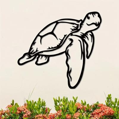 1pc Unique Sea Turtle Metal Wall Decor - Geometric Cut Out Plaque Art for Bedroom, Ideal for Christmas