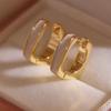 Elegant White Geometric Square Stud Earrings for Women - Lightweight, Luxury, and Versatile Ear Jewelry