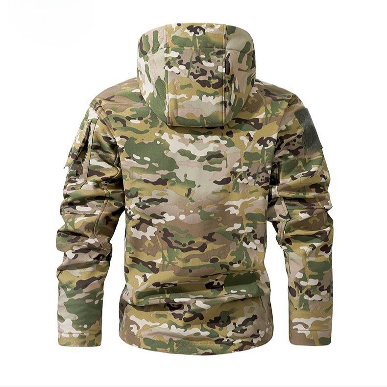Men's Military Jacket With Hooded Outdoor Waterproof Windbreaker Softshell Bomber Jackets Coat with Multi Pockets Zip Cargo Army Windbreaker for Men