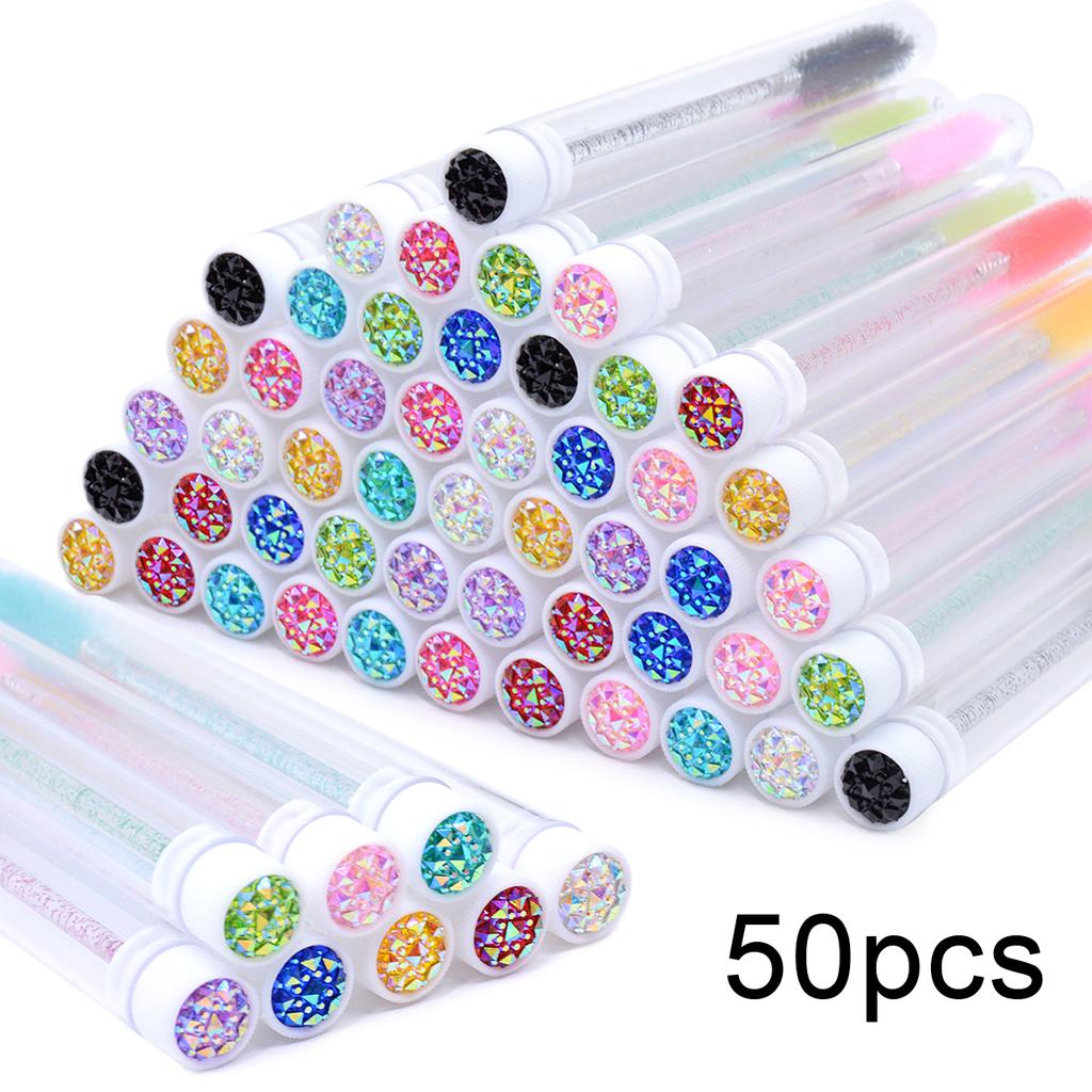 With Crystal Lash Mascara Wands Eyebrow Comb Spoolies Container Lash Brush Applicators Makeup Tools 50Pcs Eyelash Brush Tubes