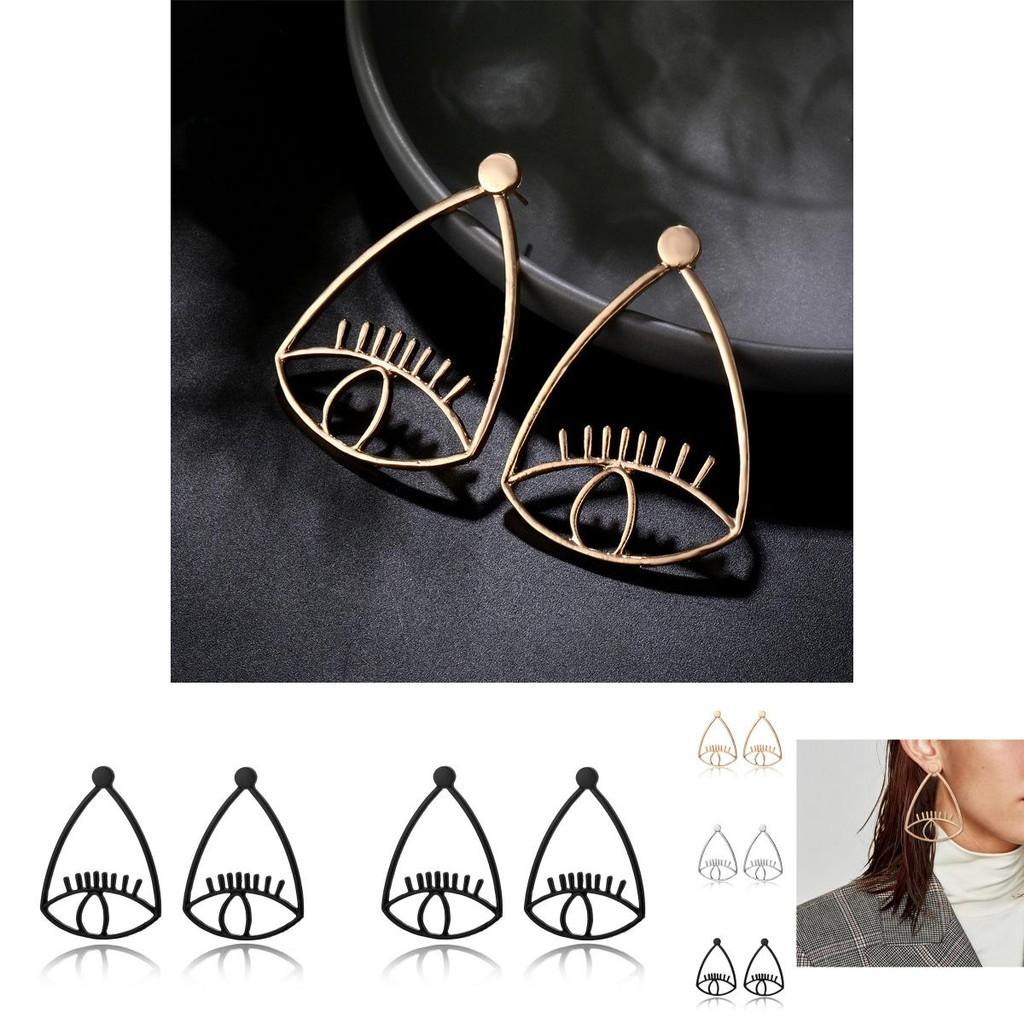 Trendy Eye-shaped Geometric Earrings Fashionable Alloy Jewelry For Women
