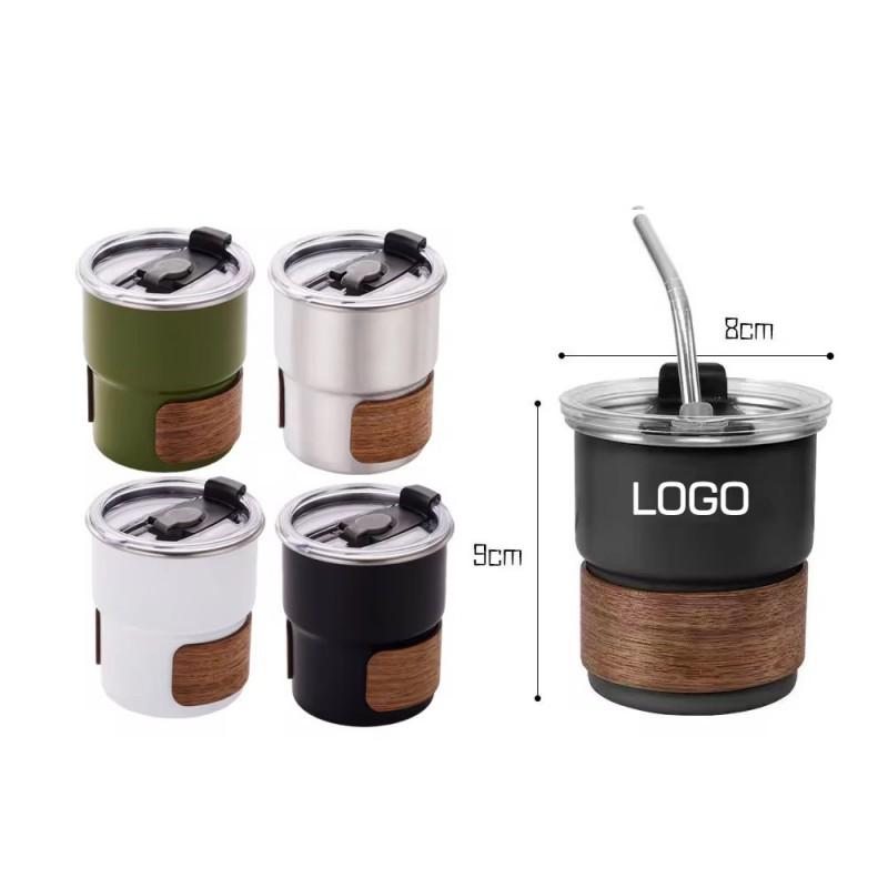 Stainless Steel Travel Coffee Mug With Lid Handle 300ml Insulated Cup Outdoor Camping Office Use