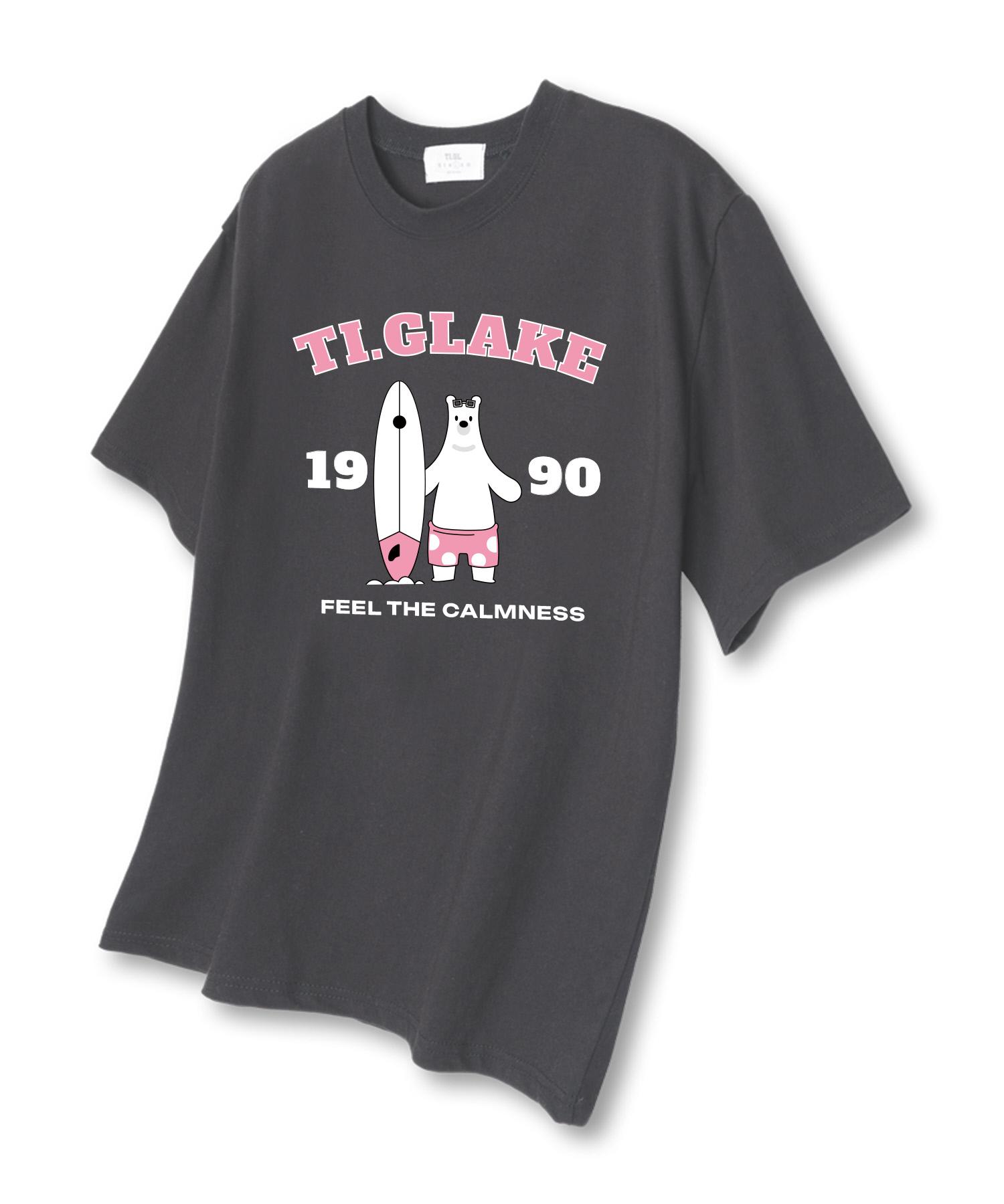 Tee Glake White Bear Oversized Short Sleeve T-Shirt Dark Gray Xl