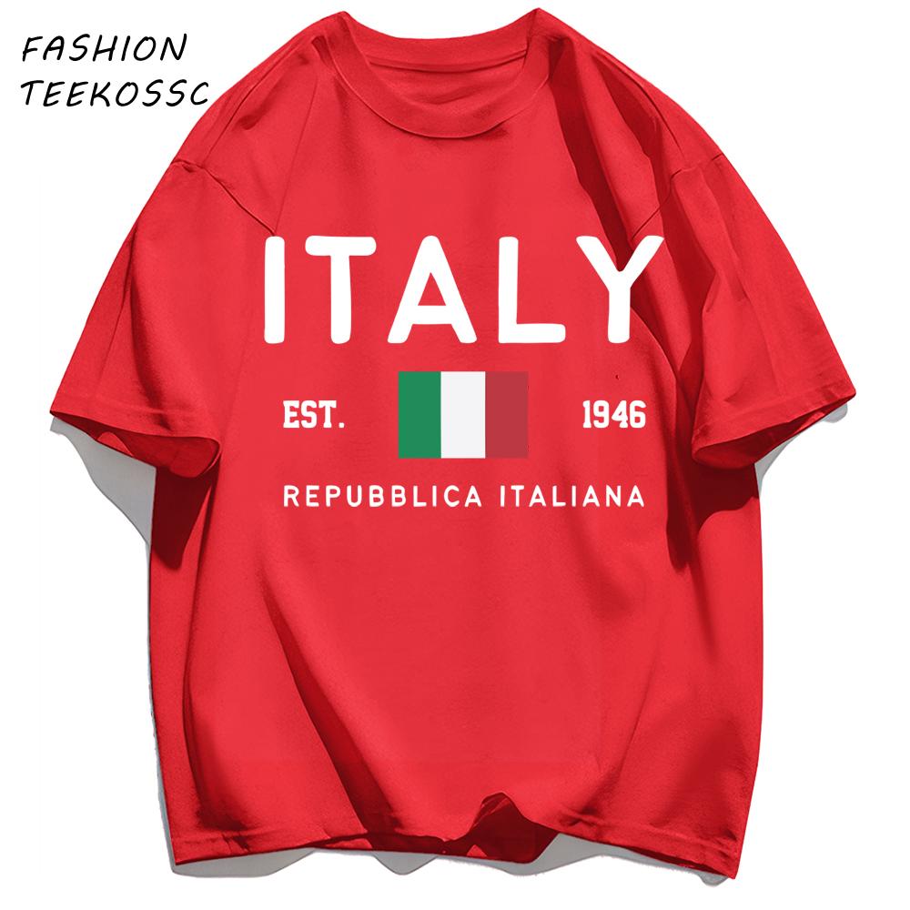 Italy Repubblica Italiana Printed Men T Shirts AllMatch Cotton TShirt Casual Crewneck Loose Streetwear Man Summer Basics Top