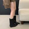 Boots women's winter new wedge heel retro trousers knight simple niche wedge heel short boots women