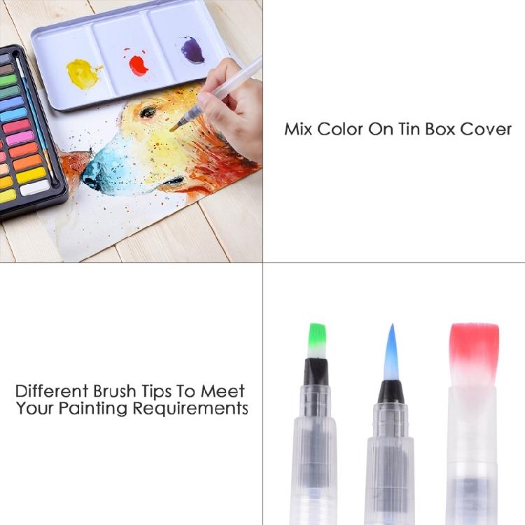 Künstler-Aquarellmalset 36 Farben feste Aquarellfarbe mit Wasserpinsel für Kinder Erwachsene Skizzieren Malen